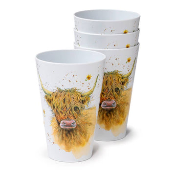 Puckator Ltd Puckator Ltd - Highland Coo Cow Set of 4 Recycled RPET Picnic Cups